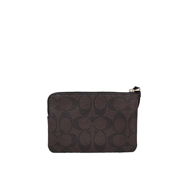 Coach F58035 Corner Zip Wristlet in Signature Coated Canvas Brown Black