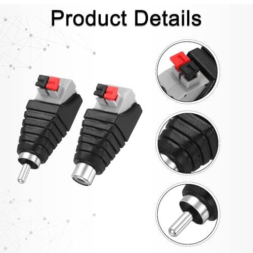 Adaptador RCA macho y hembra 10 unidades negro miniatura 5