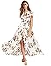 Milumia Women's Button Up Split Floral Print Flowy Party Maxi Dress (Small, Multicolor-White-3)