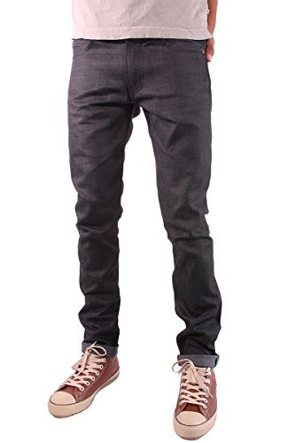 TheMogan Men's Brawn Guy Indigo Raw Denim Slim Jeans