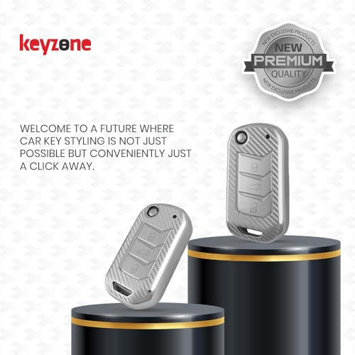 Image of keyzone silverstar TPU key cover & keychain fit for Mahindra Thar, Thar Roxx, Scorpio, Bolero, XUV700, XUV400, XUV3XO, XUV300, TUV300, Marazzo (Silver)