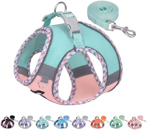AIITLE Pet Supply No Pull, Step in Adjustable Dog Harness with Padded Vest for All Weather, Reflective Adjustable Pet Harness, Easy to Put on Small Dogs Turquoise-Pink S