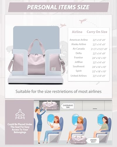Image of Travel Duffle Bag,Weekender Overnight Bags for Women with Shoes Compartment,Tote Gym Bag Personal Item Carry On Bag for Travel Business Trips Sport Hospital Dance Pink
