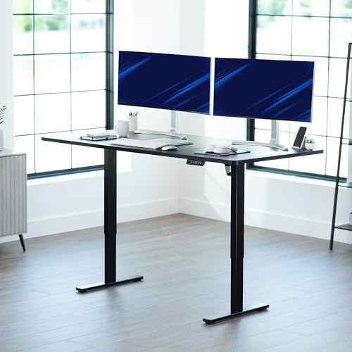 Image of VIVO Black 71 x 36 in Standing Desk, DESK-KIT-1B7B-36 | Electric, Holds 220 lbs, Sit Stand, Height Adjustable, Extra Deep Table Top, Memory Presets, 1B Series, Black Frame