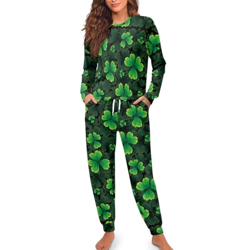 Image of Women's Pajamas Set Soft 2 Piece Loungewear Long Sleeve Pj Set Matching Sleepwear with Pockets for Women Plus Size