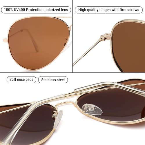 Image of Pro Acme Aviator Sunglasses for Men Women Classic Polarized UV400 Protection