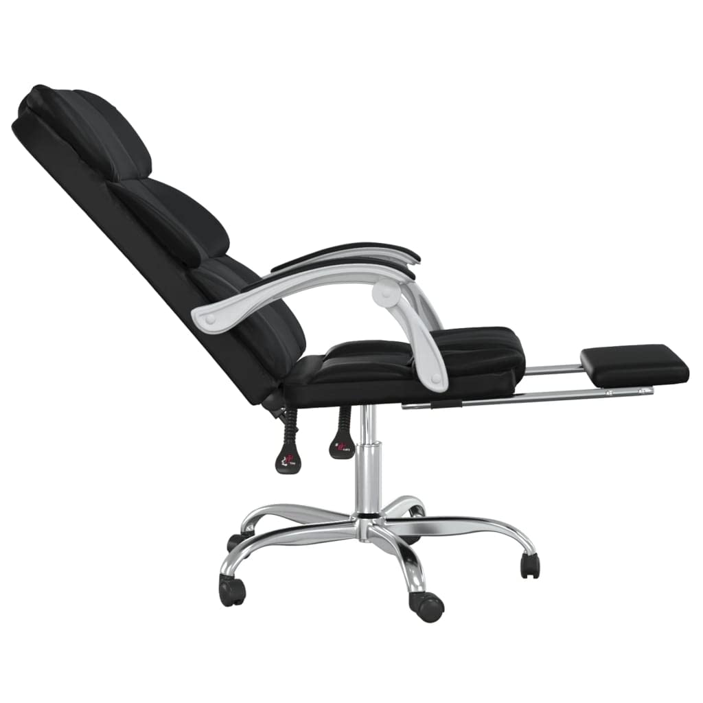 Silla de oficina reclinable y respaldo ajustable, piel sintética, rotación de 360 grados, estructura de metal resistente, incluye instrucciones de montaje (idioma español no garantizado)