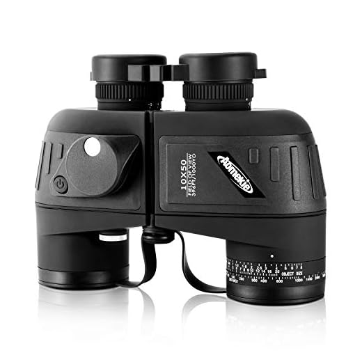 Aomekie 10x50 Binoculars for Adults Marine Military Binoculars Waterproof with Rangefinder Compass BAK4 Prism FMC Lens for Birdwatching Hunting Boating (Black)