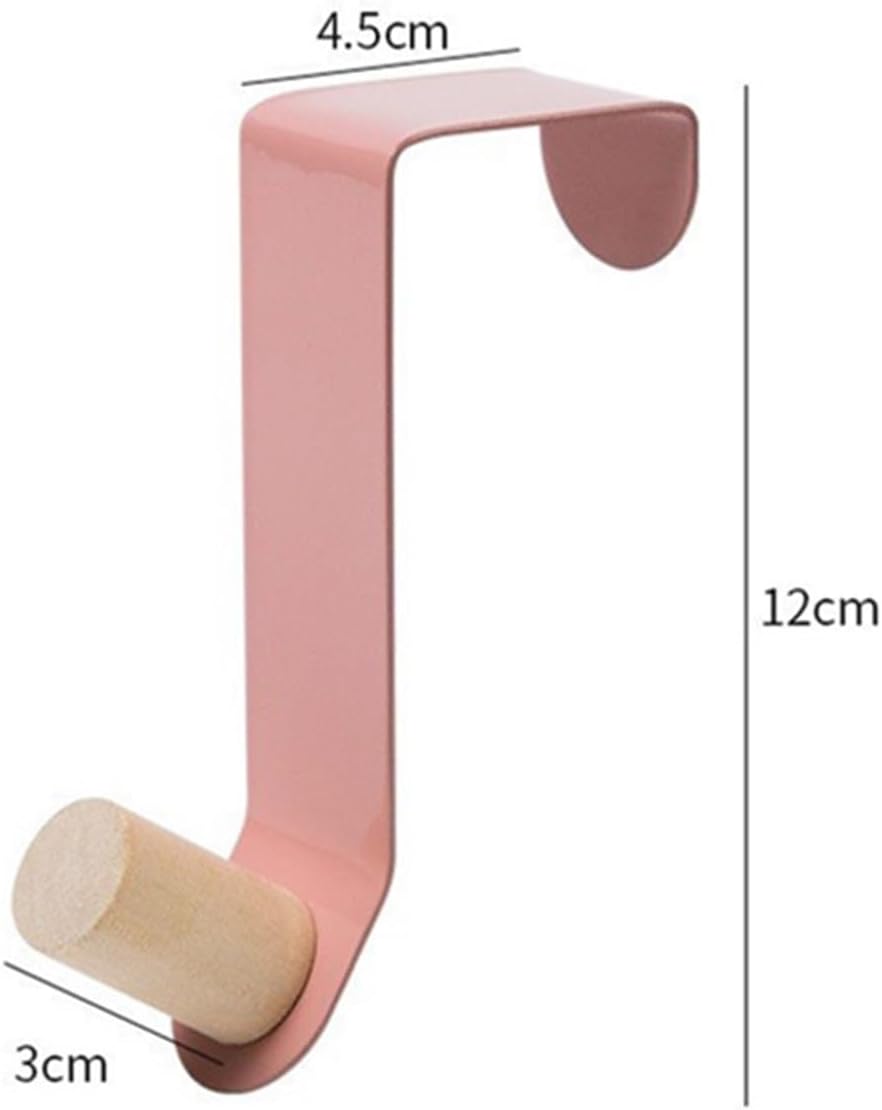 Hook Door Back Hook Storage Hanger Hook Clothes Kitchen Bathroom Cabinet Behind Door Hat Towel Hanging Holder(Pink)