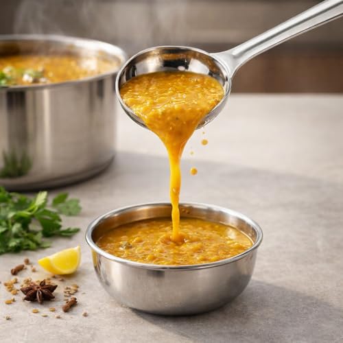Image of Ajay's Shoppe Stainless Steel Kitchen Spoon Set of 3 | Ladle, Skimmer & Turner Set | Heavy Duty Cooking Tools for Home Kitchen