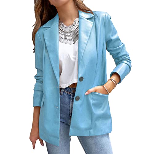 Blazer à revers échancré haut de gamme coupe ajustée et finitions cuir