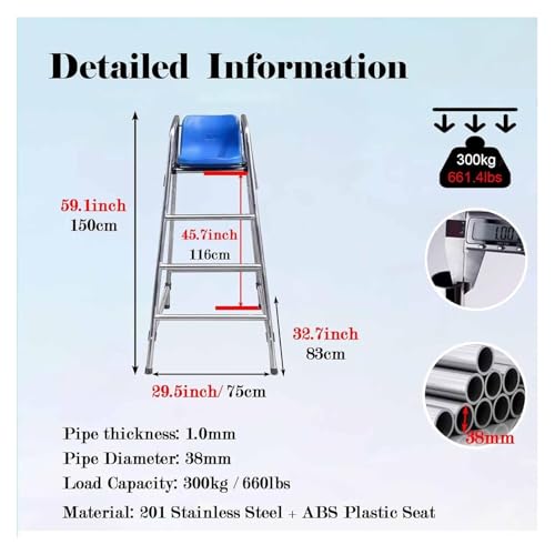 Silla alta de salvavidas para piscina 150 cm miniatura 2