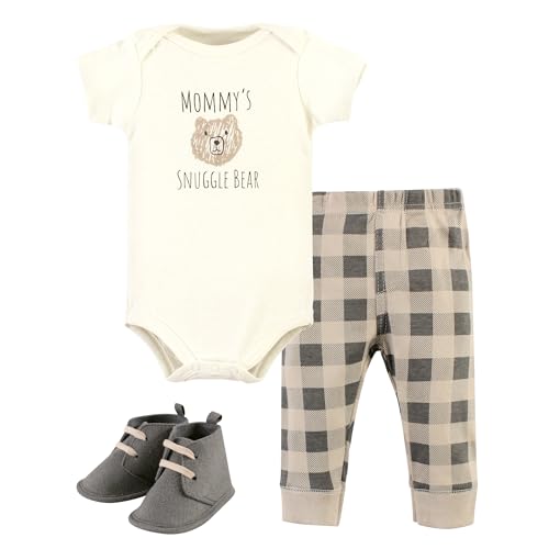 Image of Hudson Baby Unisex Baby Cotton Bodysuit, Pant and Shoe Set