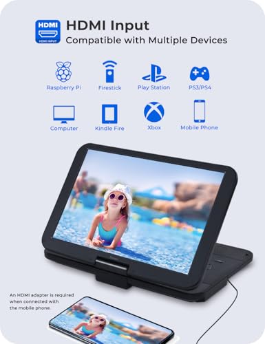 NAVISKAUTO 17.5" Portable Blu-Ray DVD Player with 15.4" 1920X1080 HD Large Screen, 4000mAh Rechargeable Battery, Support HDMI in/Out, USB/SD Card Reader, MP4 Video Playback