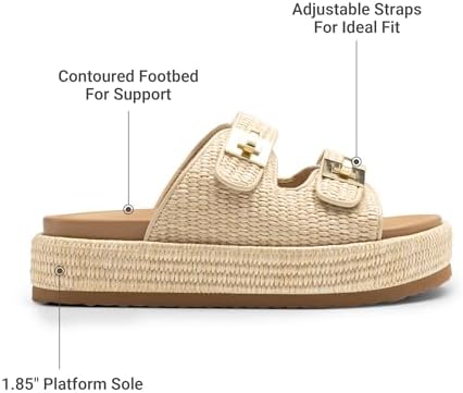 DREAM PAIRS Women's Espadrilles Platform Wedge Sandals,Natural,8 - 4
