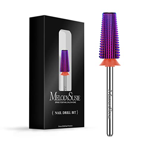Melodysusie Professional 5 In 1 Nail Drill Bits, 3/32'' Carbide Tungsten Multi-Function Bits, Suitable For Manicure Pedicure Cuticle Gel Polishing, Technicians Bits, Purple, Series Bit-M, Fine #TOP8