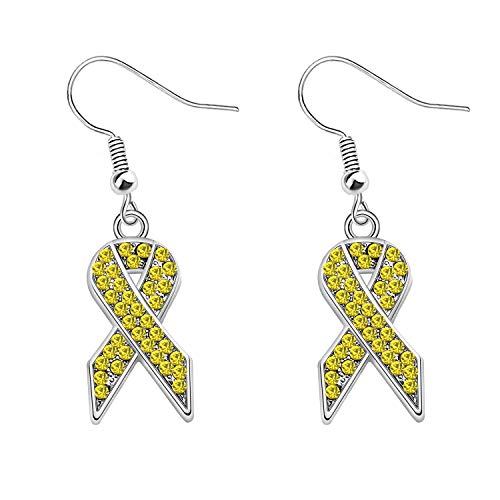 CHOORO Yellow Awareness Ribbon Charm Earrings Cancer Awareness Jewelry Gift for Endometriosis/Bladder Cancer/Suicide Prevention/Bone Cancer