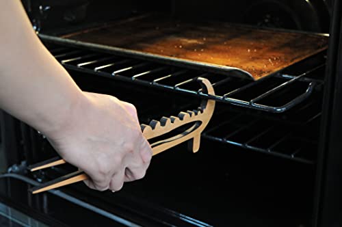 Crocodile Toaster Tongs and Oven Rack Pull, Solid Cherry Wood