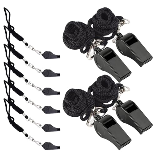 10 piezas silbatos plásticos negros con cordón ULTECHNOVO miniatura 1