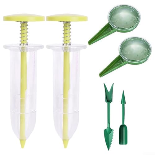 Honseadek Mini juego de herramientas de jardín de 6 piezas para plantar y sembrar, kit de siembra pequeño compacto con asas ergonómicas, sembradora manual para plantas de interior, balcón (amarillo)