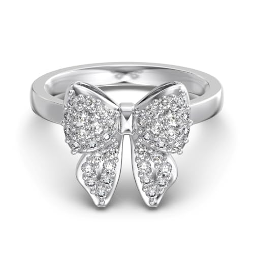 Bijoux papillon or blanc parure collier boucles bagues zircone 5A pour femme élégante