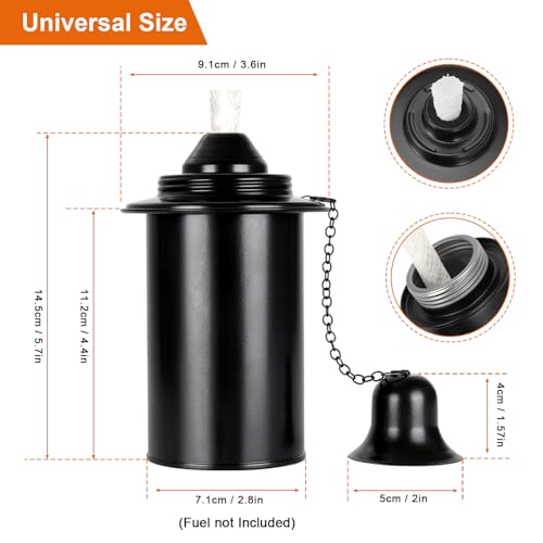 Torch Replacement Canisters, Table Top Torch Canister, Citronella Torch Refill Canister with Wicks and Covers, Patio Metal Torch for Luau Party, DIY Garden Decor (Round lid 12oz-6pcs)