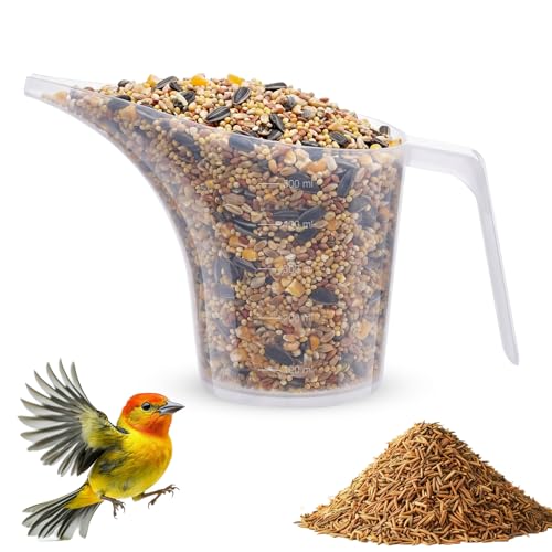 Ashmacdo 2 Cup Bird Seed Scoop Pet Food Scoop Large Feed Scoop for Livestock Suitable Narrow Spout for Small Animal Food Tube Feeders Ease in Filling Bird Feeders (2 Cup)