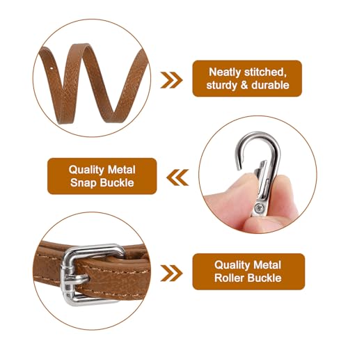 Image of uxcell Leather Bag Strap Replacement Adjustable Crossbody Bag Straps Conversion for Shoulder Bag Handbag Purse, Brown, Silver Buckle