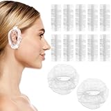 100 Pcs Disposable Ear Covers for Shower, Clear Waterproof Ear Covers for Bathing, Waterproof Plastic Ears Shower Caps for Hair Dye Spa Salon Beauty Treatments