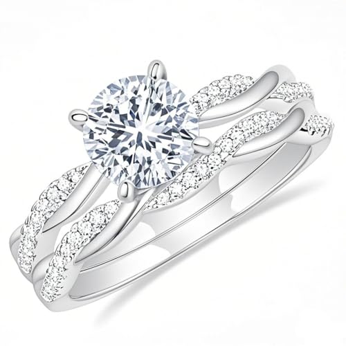 IGI CERTIFIED Personalized 10K/14K/18K Gold Lab Grown 1 to 3 ct Round Cut Cathedral Solitaire Diamond Twisting Infinity Pave Set Engagement Rings for Women D Color VVS Clarity Size 3 to 152