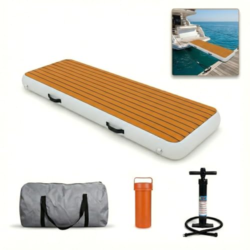 FluxionX Inflatable Gangway for Boat Dock Portable Floating Platform Ramp, Durable Inflatable Dock Bridge for Yacht, Raft, or Kayak Boarding