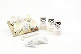 V.I.P.. PRETAPORTER Kaffeetasse Umweltfreundlich 100% Umweltfreundlich mit Zucker, Pappbecher, Palette aus Holz.