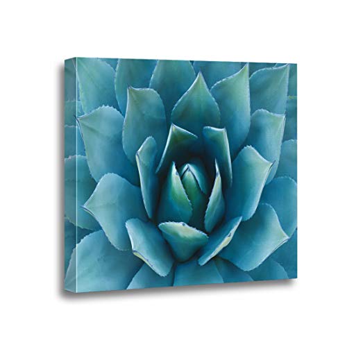 Ansouyi 16x16 Inches Canvas Wall Art Painting Blue Nature Agave Plant Green Mexico Succulent Pattern Tequila Home Decorative Artwork Prints