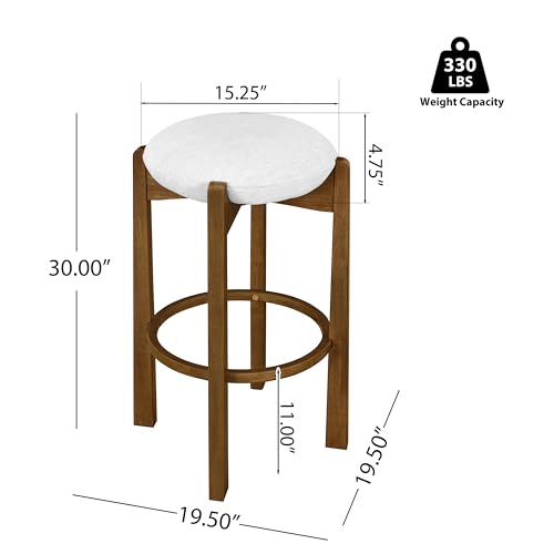 Butacos modernos Christopher Knight Home, set de 2, tapizados en tela color marfil con estructura de nogal oscuro, para isla de cocina o barra, con reposapiés miniatura 2