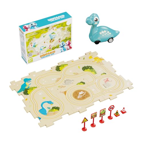 Yurosuis Circuit de Voitures Puzzle | Jouets Éducatifs pour La Petite Enfance | Circuit De Course avec Voiture Dinosaure pour | pour Maison Salle de Jeux Anniversaire et Noël