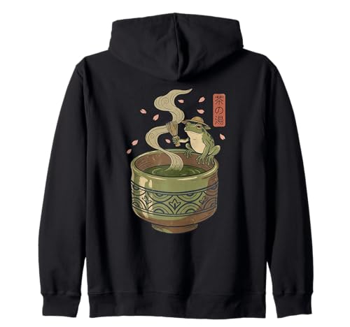 Japanese Frog Matcha Tea Time Té Verde Ukiyo-e Cottagecore Sudadera con Capucha