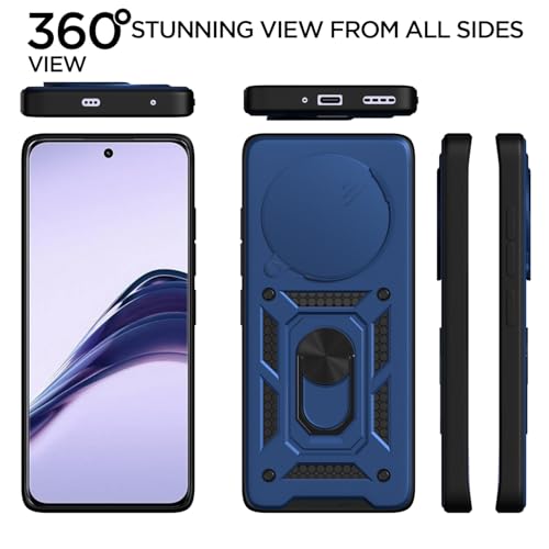 Image of Pikkme D10 Tough Armor Bumper Case | 360 Protection Case | Sliding Camera Shield Cover & Ring Holder Stand Back Cover for Realme 13 Pro 5G / Realme 13 Pro Plus 5G (Blue)
