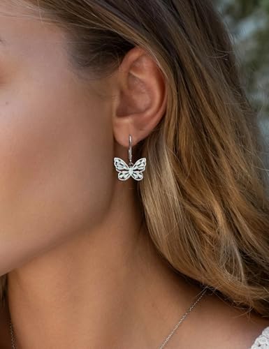 Starchenie Butterfly Earrings for Women 925 Sterling Silver Leverback Drop & Dangle Earrings Birthstone Butterfly Jewelry3