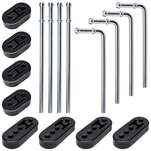 Lonsda 16PCS Universal Exhaust Rubber Hanger Heavy Duty Exhaust Hanger Rod Exhaust Pipe Hanger Weld On - 3/8 Rod 7.6 Long + Straight 10 Long