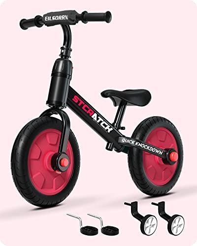Image of Eilsorrn 3 in 1 Balance Bike Toddlers Training Bicycle for Kids 2-5 Years Girls Boys Riding Tricycles Bike with Training Wheels and Detachable Pedal for Indoor Outdoor Thanksgiving Christmas (Red)
