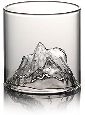 NKADKNS Whiskey glasses,Stemless wine glasses hand blown, exquisite and transparent mountain design，high quality feel，suitable for halloween wine glass/bar glasses/fruit juice coffee tea(300ml/10oz)