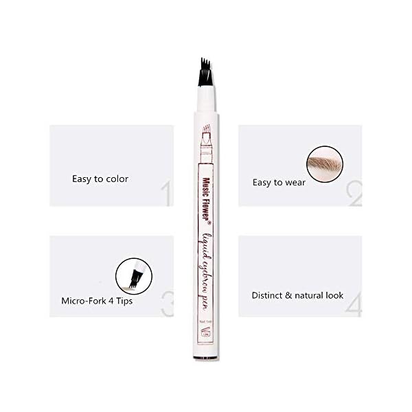 Eyebrow Pen,MoonKong 4 Point Eyebrow Pencil Waterproof Eye Brown Makeup,Eyebrow Kits with 3 Eyebrow Stencils,1 Brow Razor(1# Dark Brown/Chestnut)