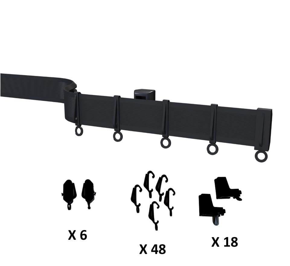 Speedy 5m BENDABLE CURTAIN TRACK For Straight & Bay Window Rail Top or Face Fix - Comes BLACK ~ OAK ~ SILVER (Black) - Image 4