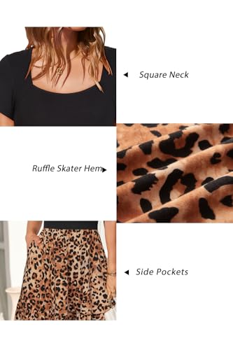Image of Newshows Women's 2026 Summer Casual Square Neck Ruffle A Line Beach Vacation Sundress Work Business Dress with Pockets