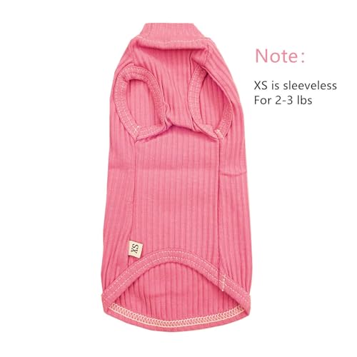 Sphynx Hairless Cats Shirt Cotton Cat Turtleneck Sweater Pullover Kitten T-Shirts with Sleeves Cat Pajamas Jumpsuit for Sphynx Cornish Rex, Devon Rex, Peterbald (X-Small (Pack of 1), Rosey Pink) - Thumbnail 2