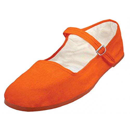 Shoes 18 Womens Cotton China Doll Mary Jane Shoes Ballerina Ballet Flats Shoes 114 Orange 8.5 - Main Image