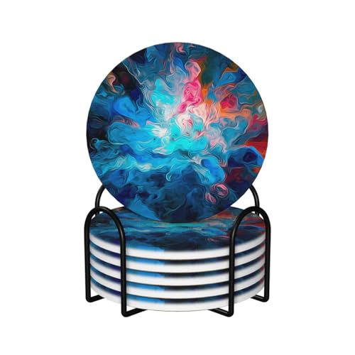 Dessous de verre bleu céramique fini les rayures de table basse
