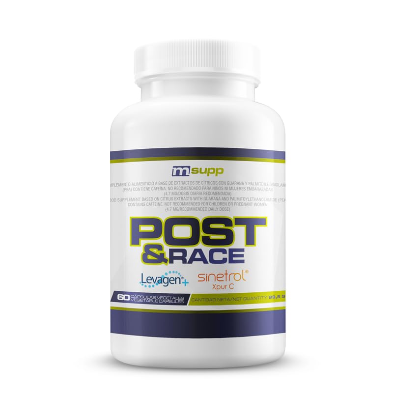 MM SUPPLEMENTS - Post & Race - 60 Cápsulas Vegetales - Nutrición Deportiva - Extractos Cítricos de Guaraná y PEA - Favorece la Recuperación Muscular tras Entrenos Intensos - Reduce Cansancio y Fatiga
