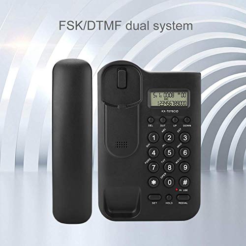 Yunir Teléfono Fijo con Cable, teléfono de Escritorio y teléfono con Cable montado en la Pared, Dual FSK/DTMF, para el hogar, el Hotel y la Oficina(Negro)