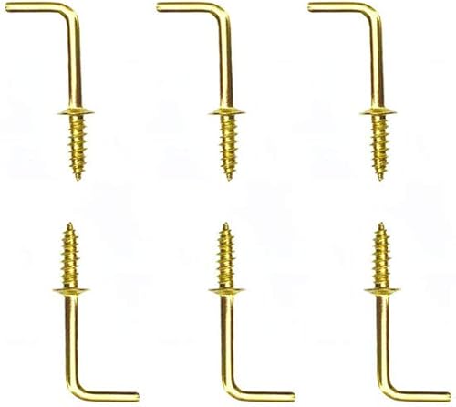 Miniatura 8 de 100 ganchos de bronce negro con rosca pequeños de 58 pulgadas en forma de L, 1 forma de ganchos de ángulo recto, 7 ganchos de tornillo de medalla de